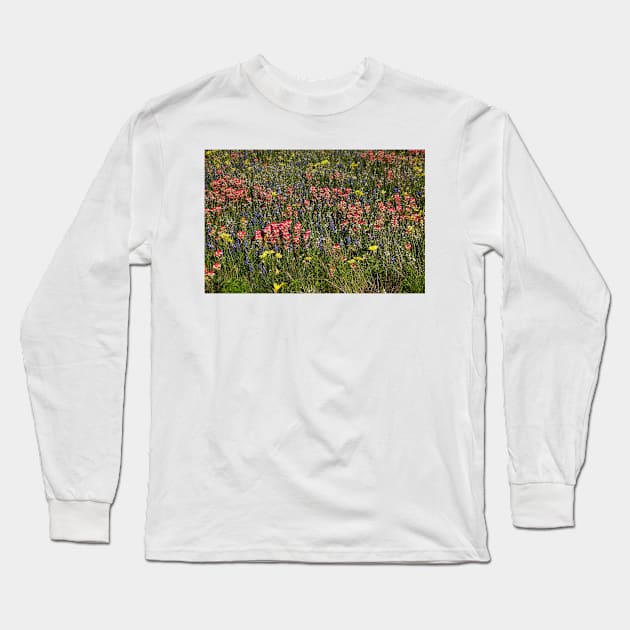 Field of Flowers in China Grove Long Sleeve T-Shirt by StonePics